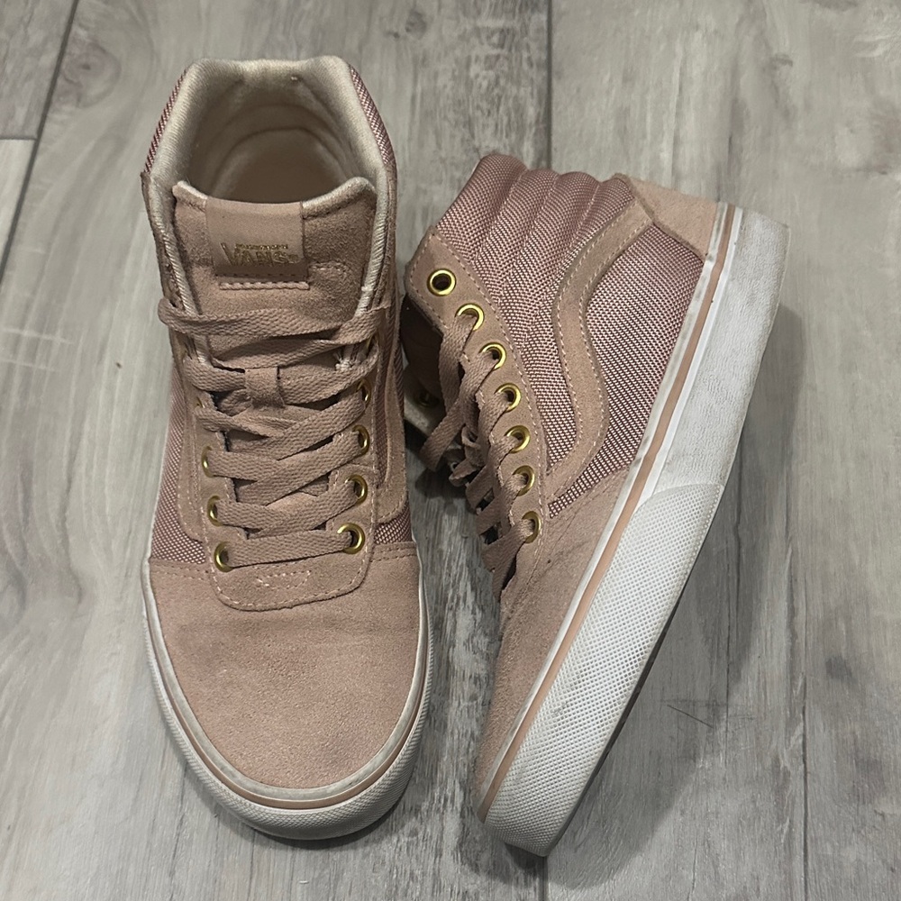 Vans Women’s High-Top Sneakers in Blush with Gold Accents